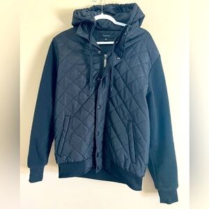 Ring of Fire Quilted Bomber Jacket Coat with Hood